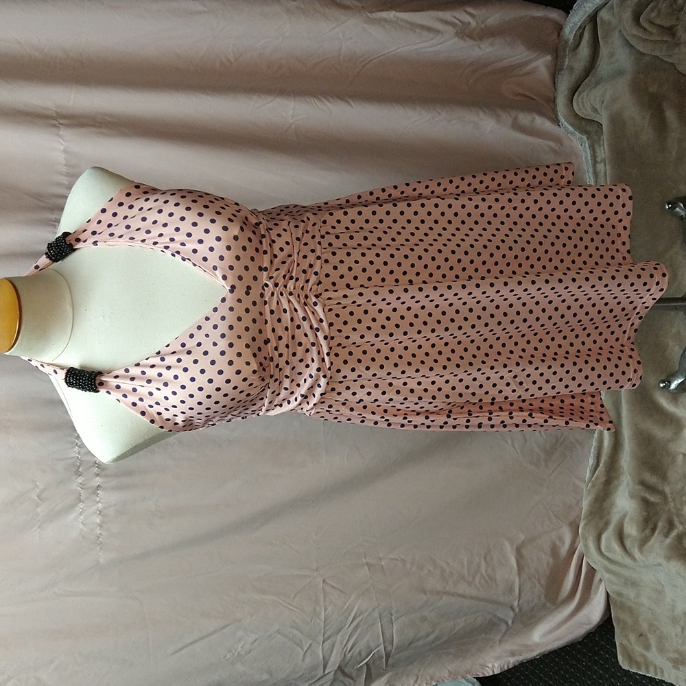 Cute pink beaded polkadot dress